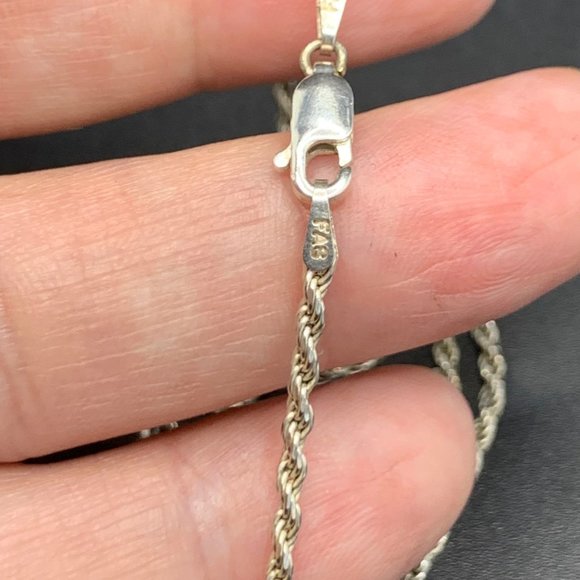 Sterling Silver 925 Italy Solid 1.5mm Rope Chain w/ Lobster Claw Clasp 25" Long - Picture 5 of 9